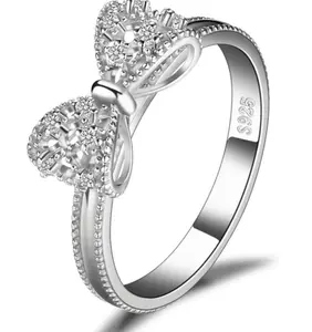 Sterling silver promise ring set with cubic zirconia, suitable as a gift for girls or couples, perfect for daily wear Valentine’s Day Gift.