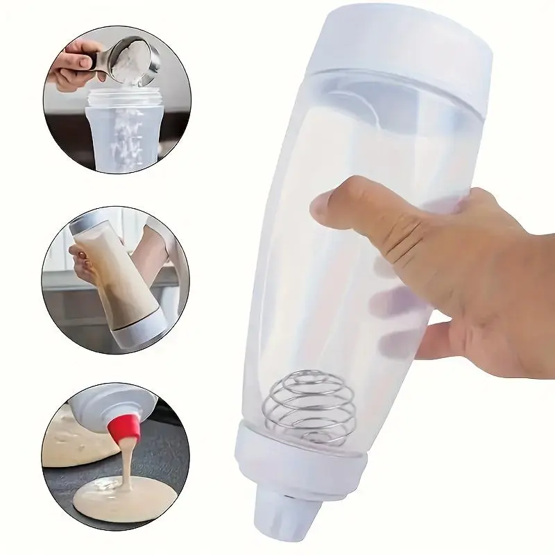 Cookie Batter Dispenser Bottle with Stirring Ball, Handheld Mixing Squeeze Bottle for Homemade Cookies, Pancakes, Cupcakes & Muffins, Easy Baking Kitchen Tool