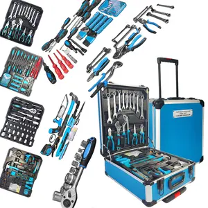 175/346/799PCS Rolling Tool Kit, Aluminum Trolley Case Tool Set Silver, House Repair Kit Set, Household Hand Tool Set, with Tool Belt,Gift on Father's Day (Silver)