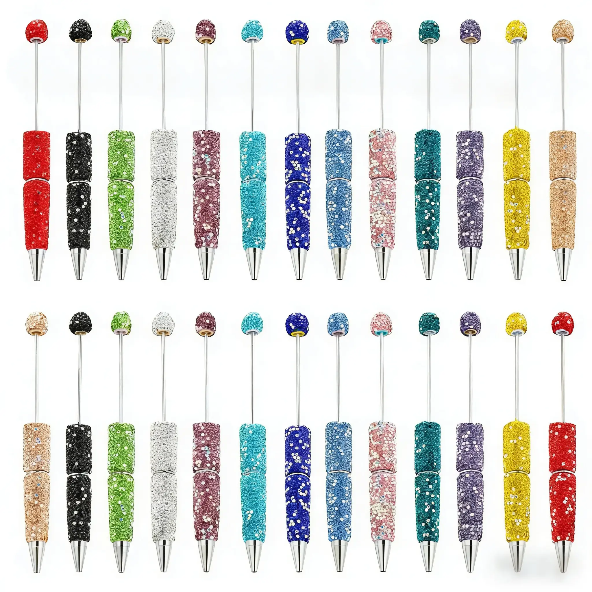 8pcs Glitter Beadable Pens,A set of 8 mixed colors, Full Rhinestone Fancy Pens for Beads Cute Journalling Pens for Women Fun Bling Ballpoint Pens Tween girls Gifts Trendy Stuff handmade pen making diy bead ball pen