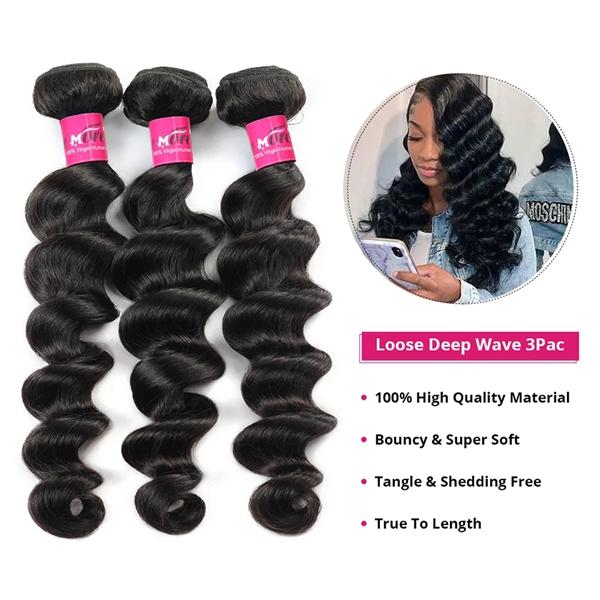 Thick Loose Deep Wave Human Hair Bundles Raw Human Hair Weave Brazilian Body Wave Quick Weave Extensions 1/3/4 Bundles #TiktokShopSpringGlowUp