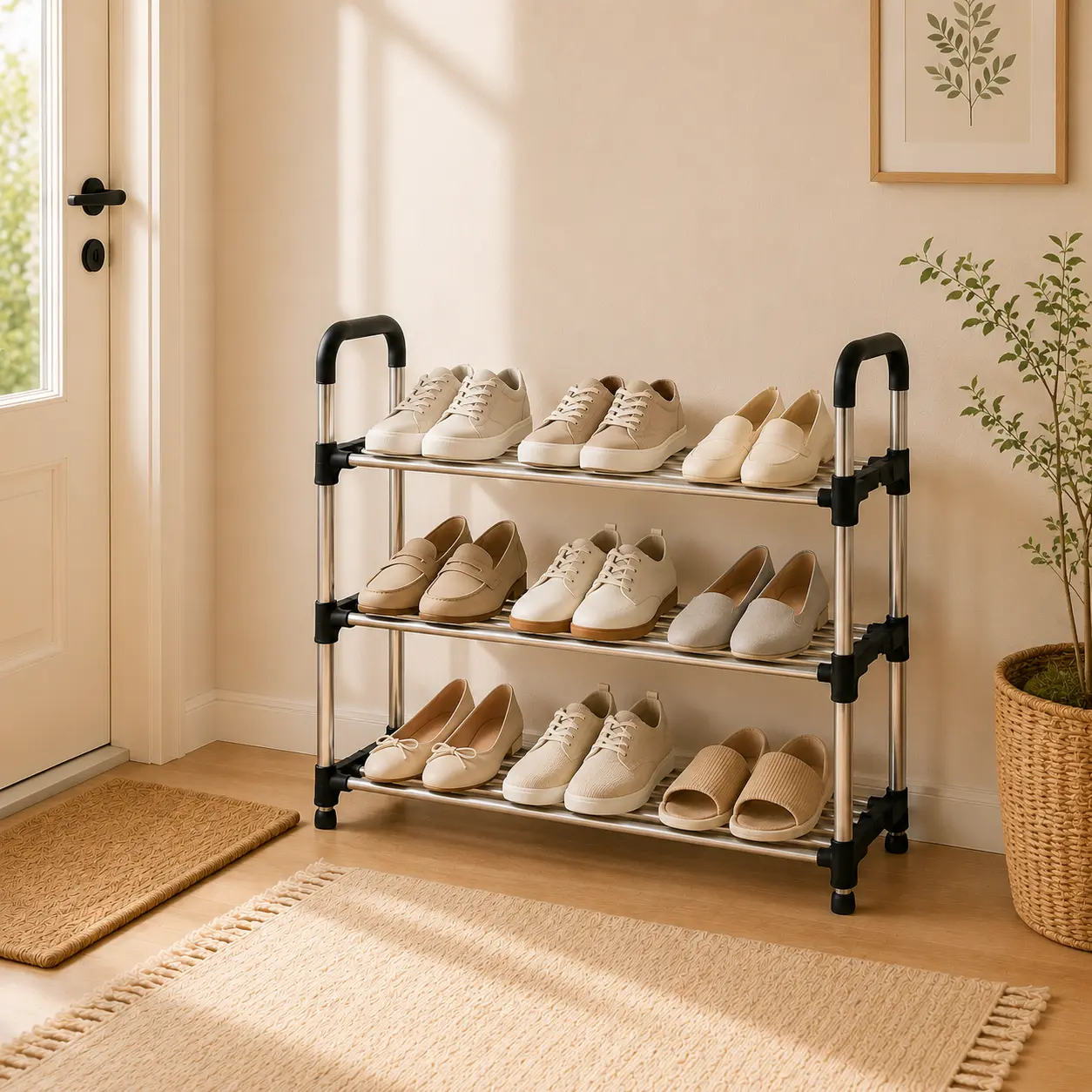 Free-Standing Shoe Rack Organizer - 3-5 Tier, Space-Saving Home Storage Solution for Entryway, Closet