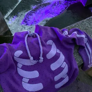 Purple Rhinestone Ribcage Hoodie