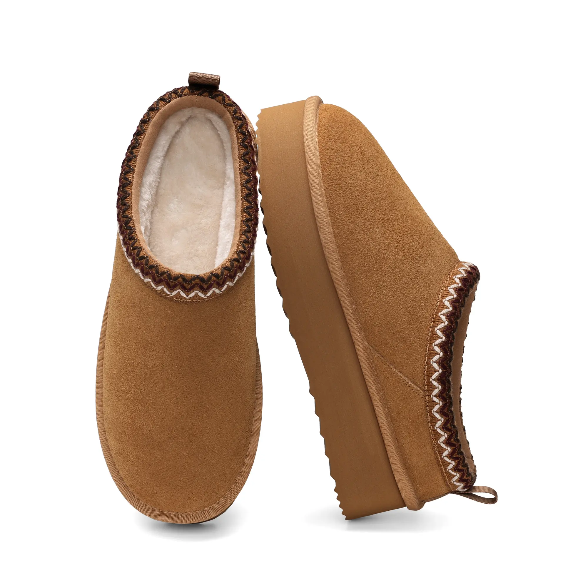 Dream Pairs Women's Genuine Suede Platform Slippers, Cozy Faux-Fur Lined Slip-Ons with Memory Foam for Indoor Outdoor Wear, Slippers For Women, Cozy Soft Women's Fashion Slippers,shoes for back to school,back to school shoes