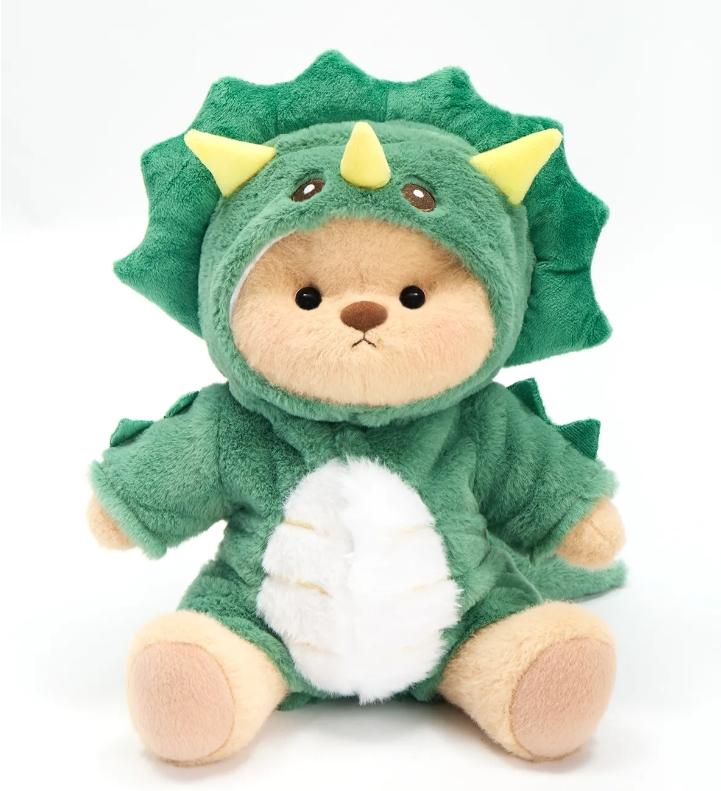 Getahug Green & Orange Triceratops Bear | Handmade Jointed Stuffed Animal Gift