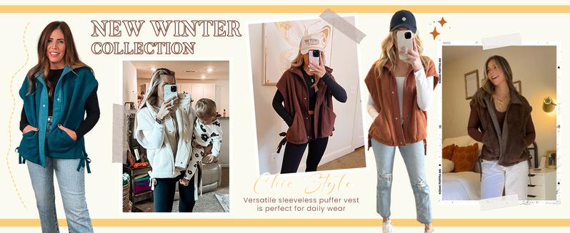 Oversized Sherpa Fleece Vest for Women Cozy Sleeveless Jacket Gilet with Pockets & Button Closure Casual Minimalist Winter Tops fleecevest oversizedfit Women'swear Basic Collared 2026 Spring Springfresh