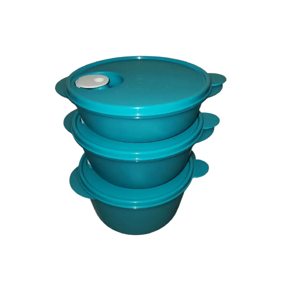 Tupperware Crystalflash Teal Microwave Set - 3-Piece 850ml, 1.3ml, 1.8ml for Quick Efficient Cooking