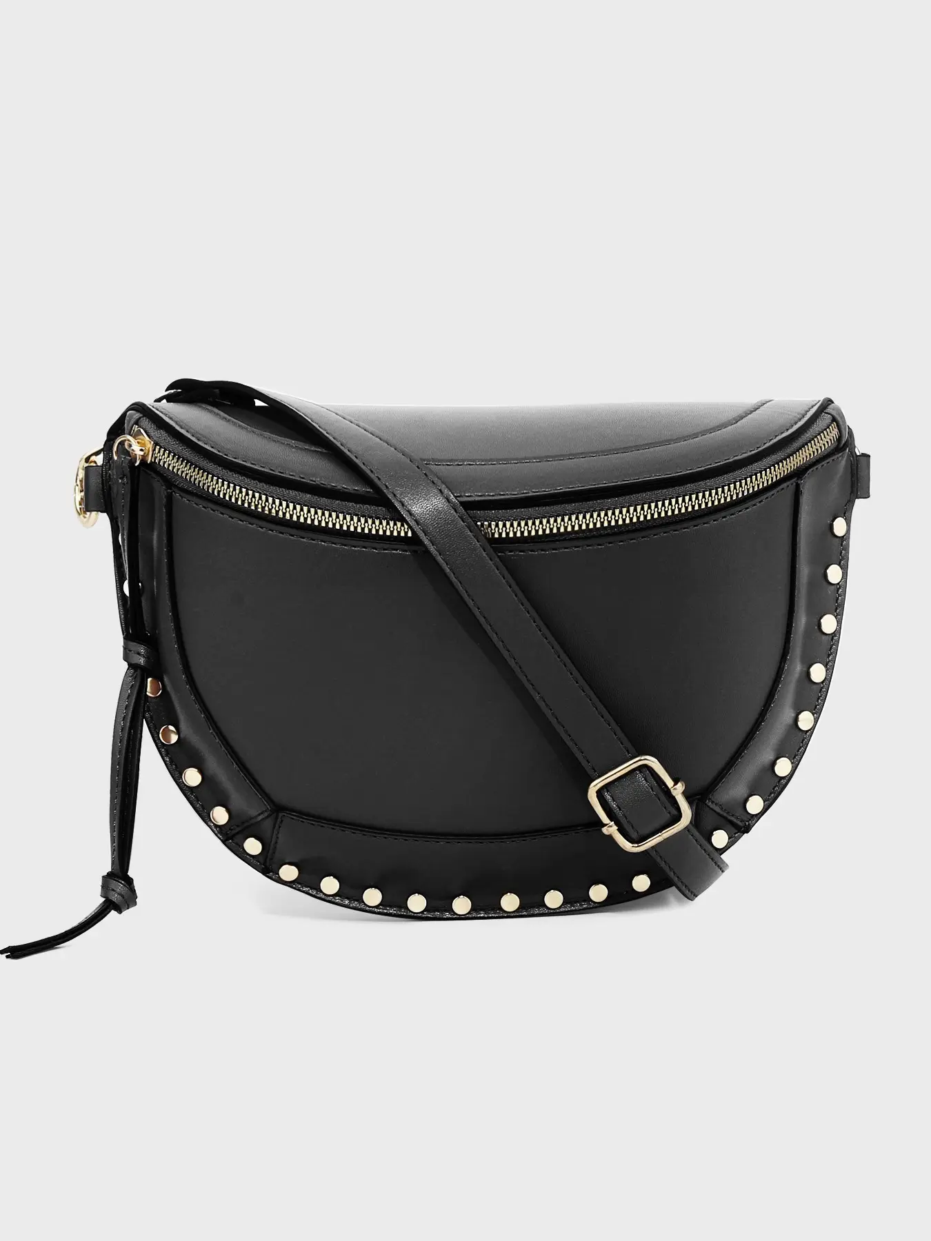 Classic Moon Bag Fashion Studs High-Quality PU Shoulder Handbag Crossbody, Stylish Single-Shoulder Bag for Everyday Use, Pu Leather Crossbody, Adjustable crossbody shoulder, Fashionable Crossbody Bag