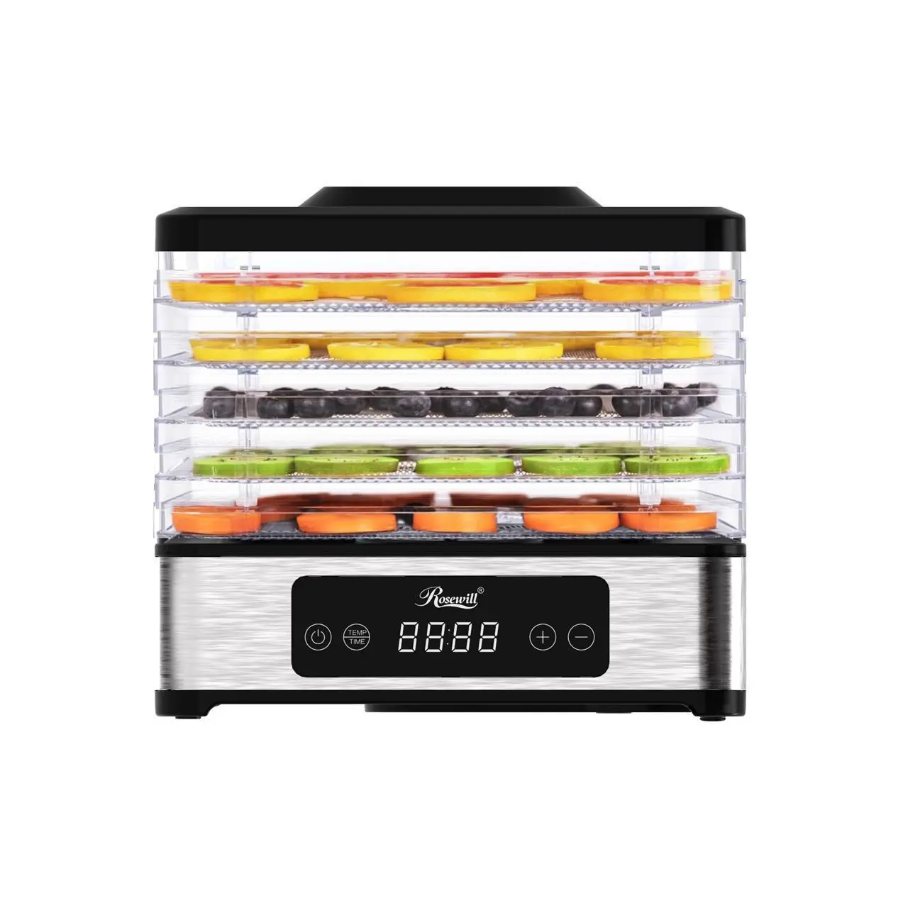 Rosewill Compact Food Dehydrator, 5 Stackable Trays with Adjustable 48H Timer and Temperature Control - Electric Food Preserver for Jerky, Fruits, Veggies, Meat & Dog Treats