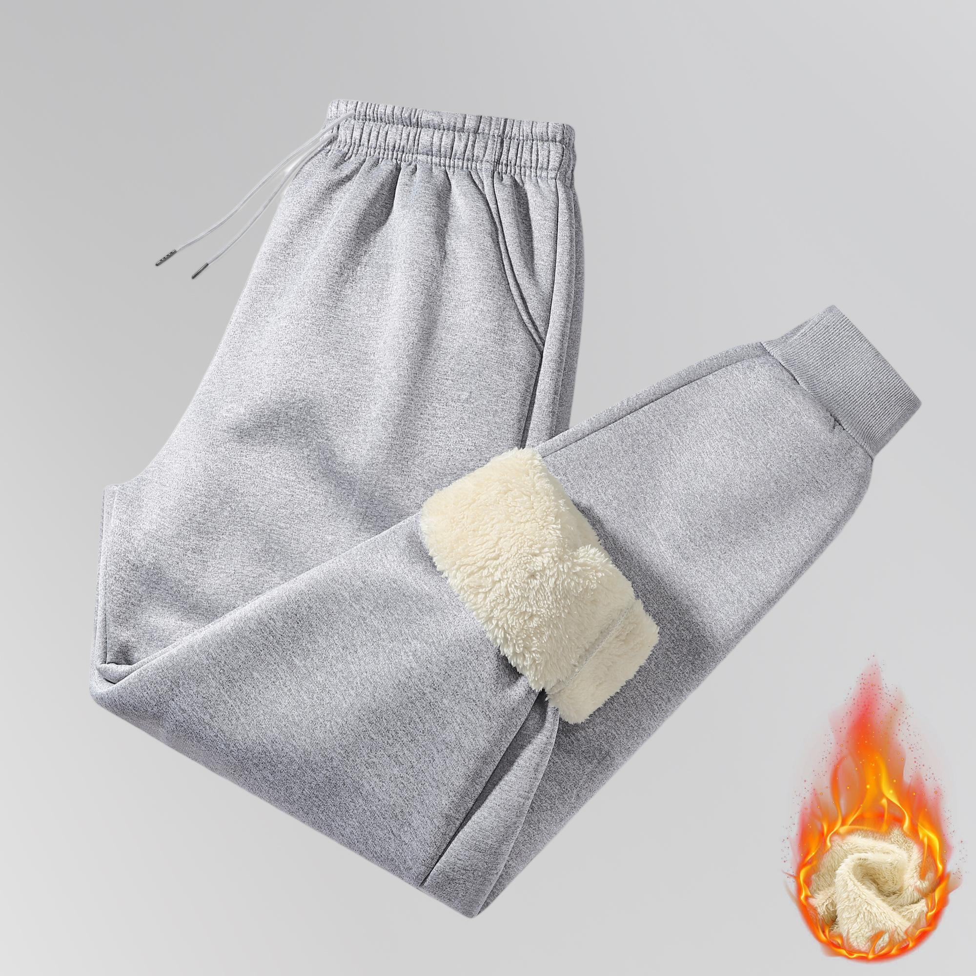 Men's Solid Color Drawstring Waist Joggers Winter Fleece Lined Thick Pocket Casual Trousers, Men's Solid Color Drawstring Fleece Pants, Thick Pockets, Casual Trousers, Men's Warm Drawstring Pants, Stylish Minimalist Zipper Warm Pants