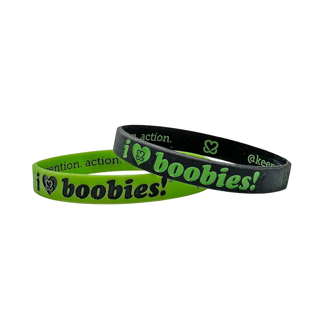 i love boobies! Mini Bracelet Pack - Lime (Black / Green)