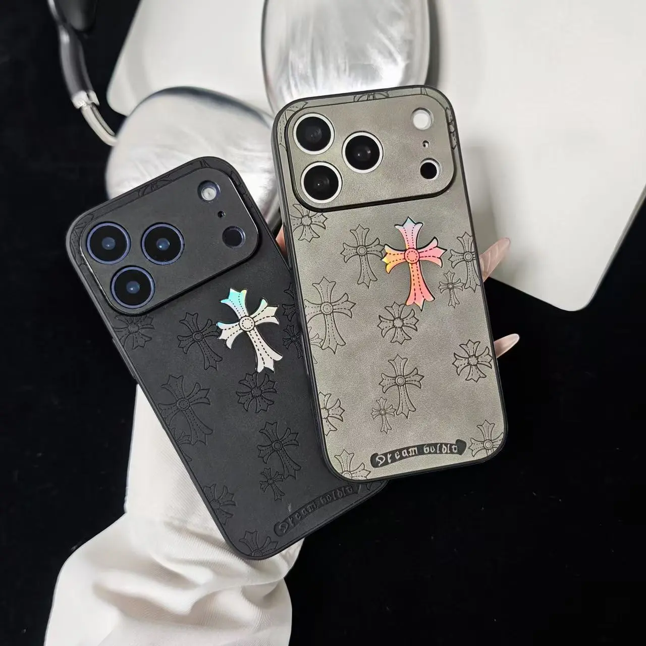 Unisex Premium Leather-Printed Textured Protective iPhone Case Accessories, Compatible with iPhone 17,16,15,14,13,12,11 Pro/Pro Max/Plus & 17 Air Series, PU Leather-TPU Back, Fall Protection, Precise Cutout