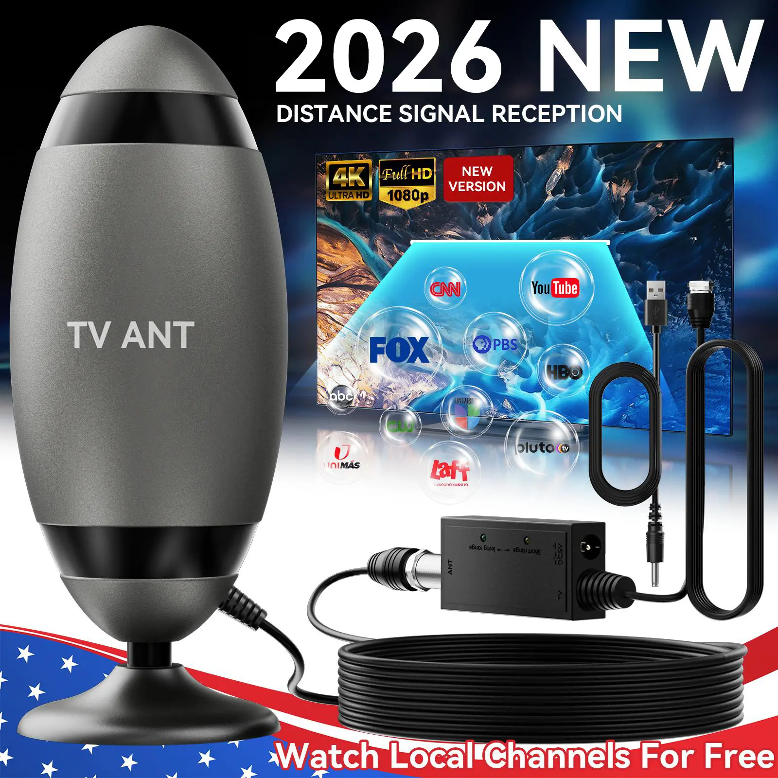 TV Antenna Digital for Smart TV HD Antena Indoor 4K Digital TV Antenna 360° Signal Amplified Strong Magnetic Base Indoor TV Antenna for Easy Long Range Reception Installation TV Antenna For Local Channels Deals For You Days