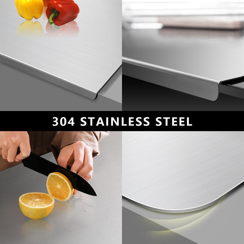 Premium Stainless Steel Kitchen Cutting Board, Non-slip Rubber Base, Heavy Duty Chopping Board for Meat Vegetables, Kitchen Gadgets, Christmas, Thanksgiving Gifts for Motherl, Family