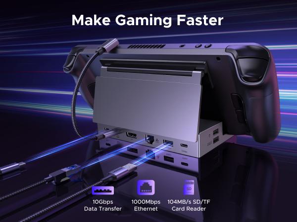 UGREEN Steam Deck Dock 9-in-1 USB C Docking Station with Foldable Stand, 4K@120Hz DP, Gigabit Ethernet, PD 100W, 10Gbps USB A&C 3.2, TF/SD for Steam Deck, Rog Ally, ROG Xbox Ally, Legion Go etc.