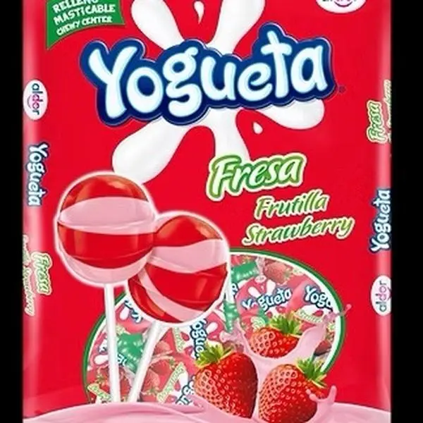Aldor Yogueta Fresa - Strawberry & Yogurt Flavored Lollipops - Bag with 24 Pieces - Sweet, Candy Easter Day