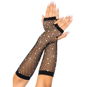 Rhinestone Fishnet Arm Warmers Gloves Rhinestone Fishnet Arm Warmers Gloves