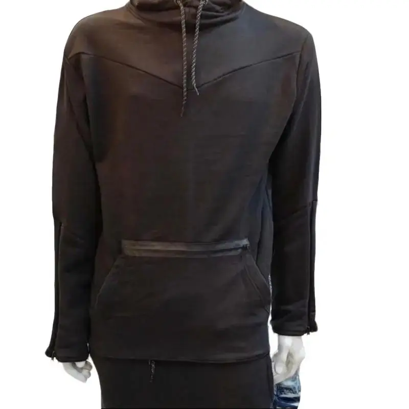Men's 2-Piece Cotton Blend Hooded Tracksuit Set - Solid Long Sleeve Pullover Hoodie, Full Length Trousers with Pockets, Plus Size 3XL-6XL, Casual Sport Wear, Plain Look, Do Not Dry Clean
