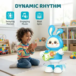 Dancing Rabbit Musical Toy for Kids with Dynamic Music & Cool LED Lights | Moving Legs & Body Twist Action | Interactive Baby Sound Toy Gift