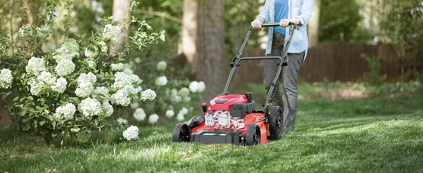 PowerSmart Self Propelled Gas Lawn Mower, 21-Inch with 170cc 4-Cycle OHV Engine 2-in-1 Rear-Wheel Drive Lawnmower with Bagging(V8721S)