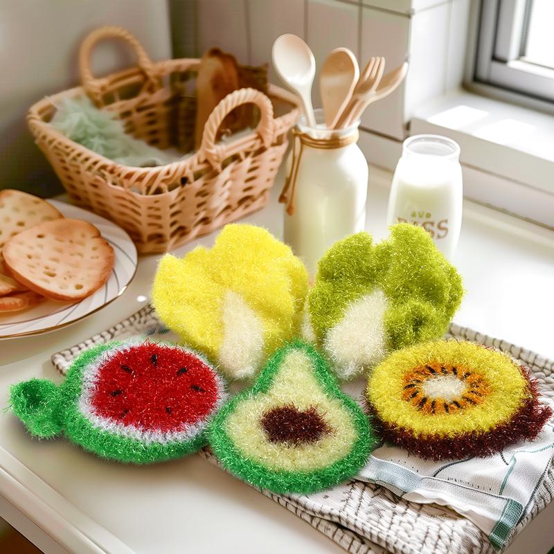 [BUY 1 GET 1 FREE] 5 Pcs/set Scratch-Free Hand-Knitted Multipurpose Dish Scrubbers,Reusable Kitchen Scouring Pads Sponges for Washing
