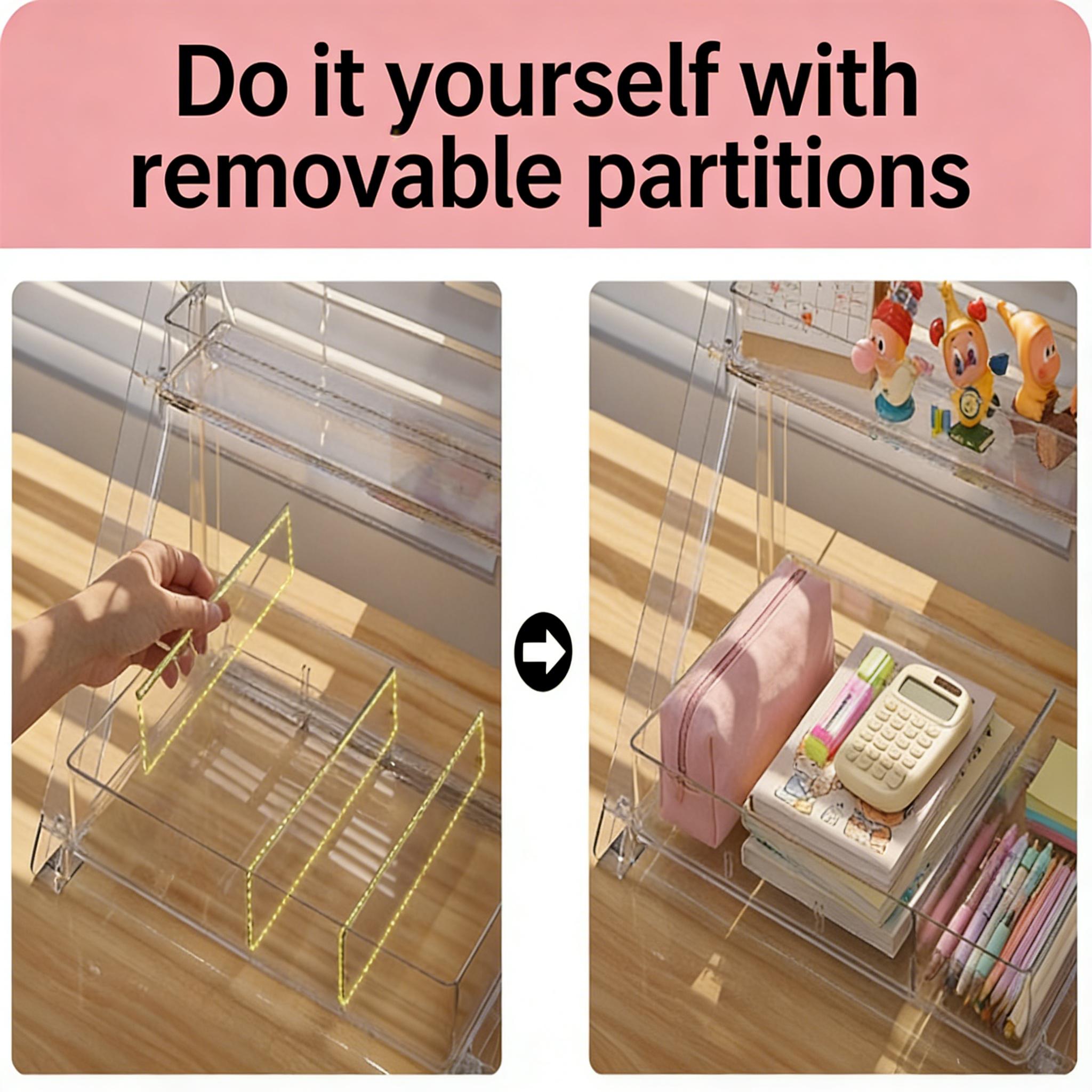 UFORU Folding Desktop Storage Rack，Easy Fold Desktop Storage Stand – Perfect for Stationery & Small Items，No Assembly Foldable Desktop Rack – Keep Your Desk Clean & Tidy, Must-Have Desk Organizer! Foldable Storage Shelf for Home & Office