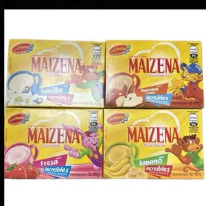 4 Cajitas de Maizena Sabores Mix Fresa,Banano,Manzana con canela y Vainilla