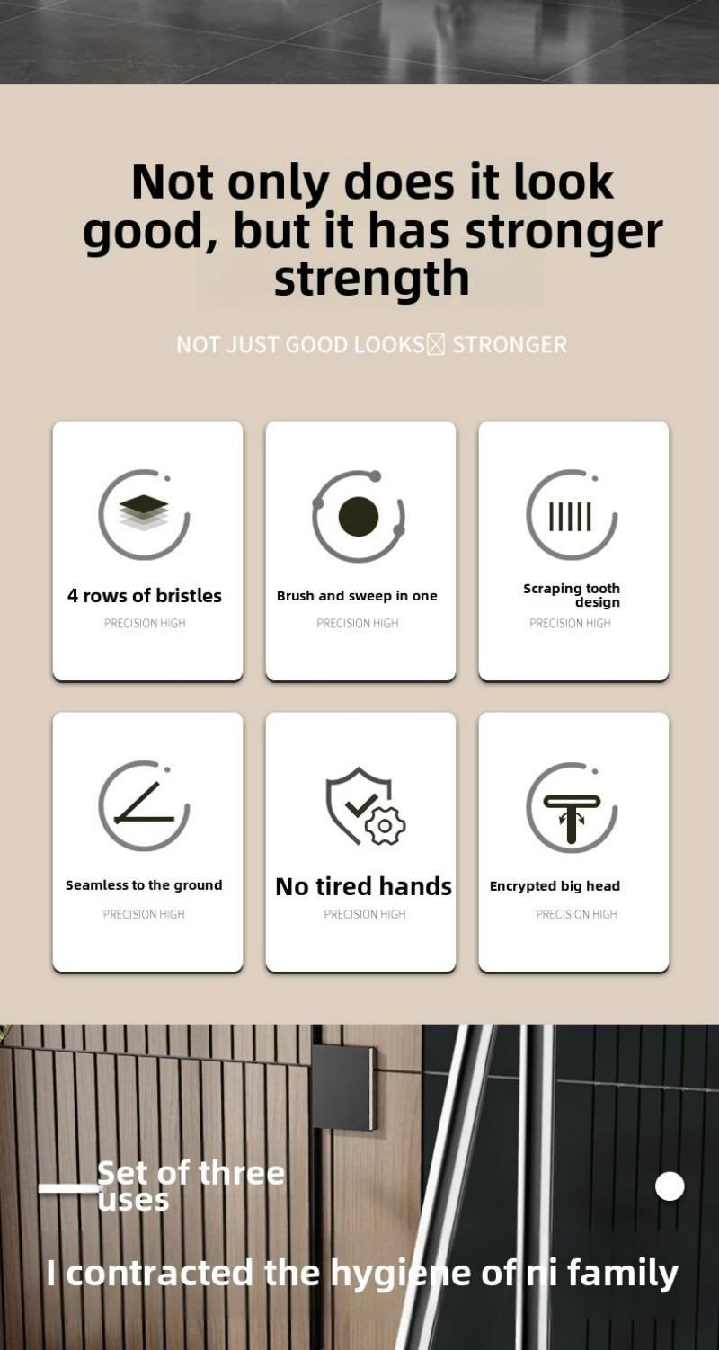 3-in-1 High-Efficiency Ergonomic Long Handle Floor Cleaning Kit Durable Broom Dustpan & Brush Set for Home Office School Dorms with Extended Scraper Non-Stick Hair Foldable Storage