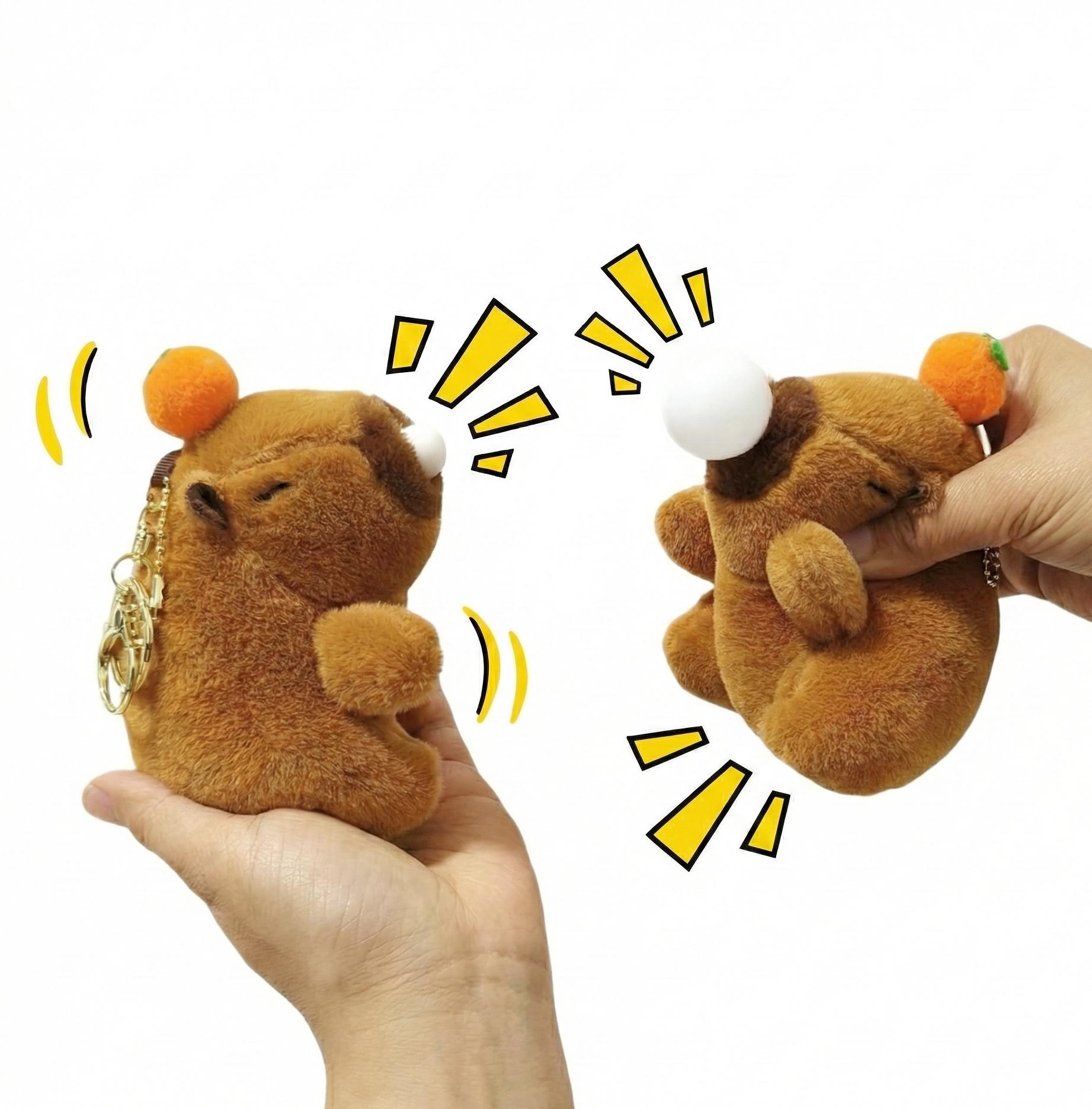 Shake Sound Capybara Keychain  – Funny Pop-Out Bubble Fidget Toy| Cute Squeeze-Sound Plush Animal| Soft Bag Charm for Backpack| Fun Stress-Relief Gift| Valentine’s Day Surprise for Kids, Teens & Girlfriend