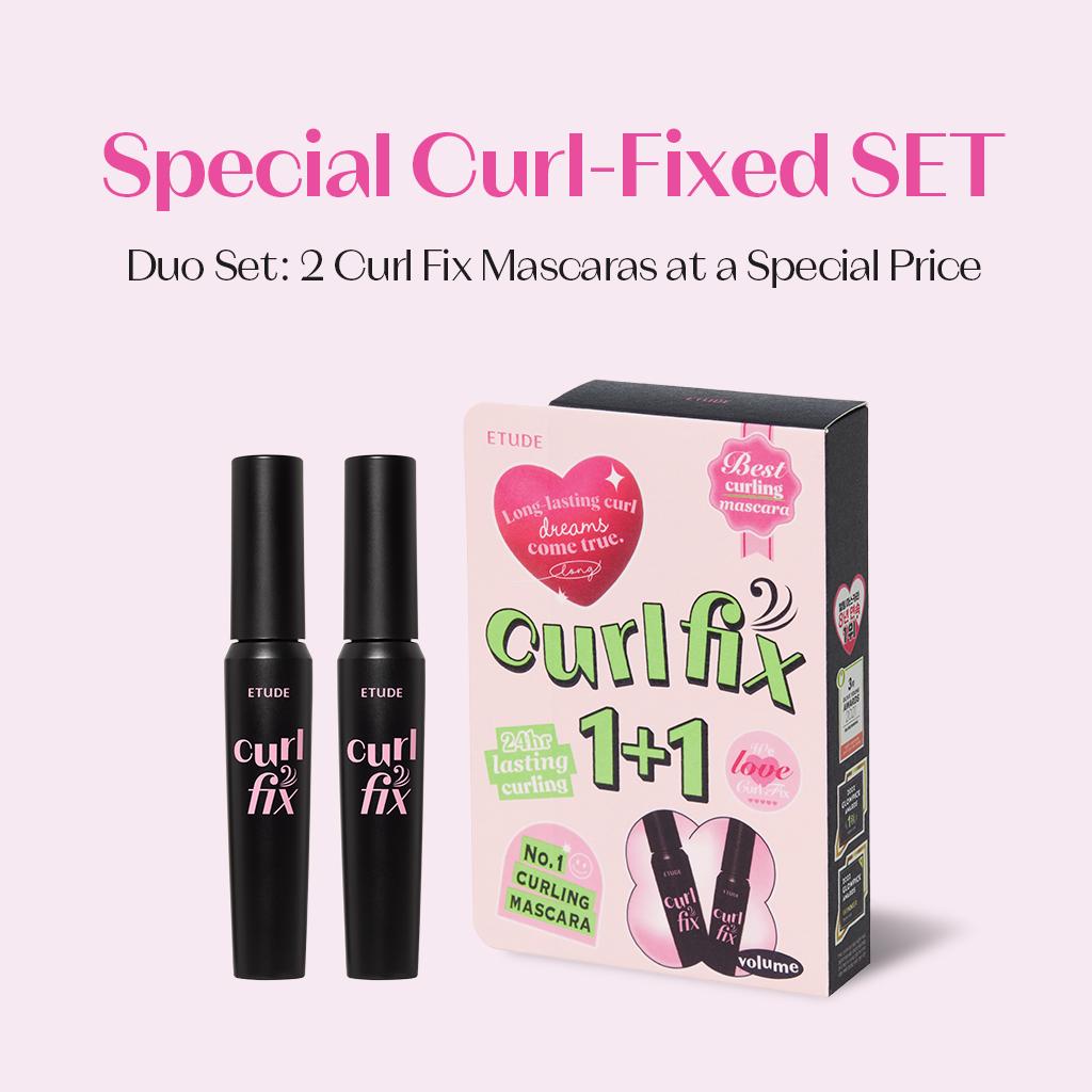 [ETUDE Official] Curl Fix Mascara BOGO | Buy 1 Get 1 Free | 2 Mascaras | #01 BLACK & #04 Volume | 24H Smudge Proof Curl | Volumizing & Lengthening | Waterproof Formula