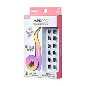 imPRESS Falsies Self Adhesive Eyelashes, 12 Lash Clusters + Applicator – Lavish