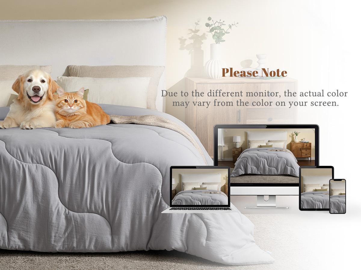 【BEDLORE】All-Season Wave Quilted Comforter Duvet Insert, Soft Down Alternative with Corner Tabs, Lightweight Fluffy Bedding Comforter