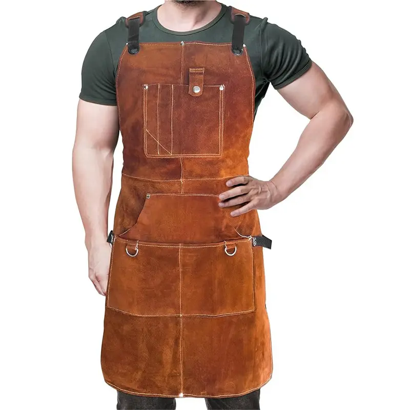 Double-Sided Flame-Resistant Apron, Industrial Work Apron, Work Bibs, Extended Length, Ideal for Welding, Electrical Work, Barbecue, Safety Protection Gear, Durable, Versatile Use