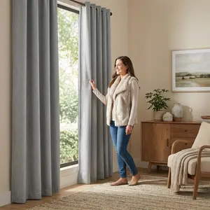 Curtain Club 2 Panels 52x84inch of fully opaque solid color circle-patterned curtains, 100% light-blocking, thick, wrinkle-free, and with a high-end feel. Blackout Window Cover Home Textile Blackout Privacy Grommet Curtains Set L69