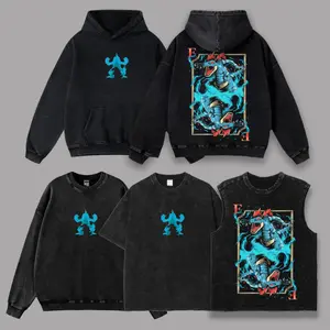 Totodile - PKM Washed Streetwear Hoodie, Sweatshirt, T-Shirt & Tank Top Unisex Oversize Vintage Acid Wash Cotton Minimal Basic Outfit Casual Wear Trend