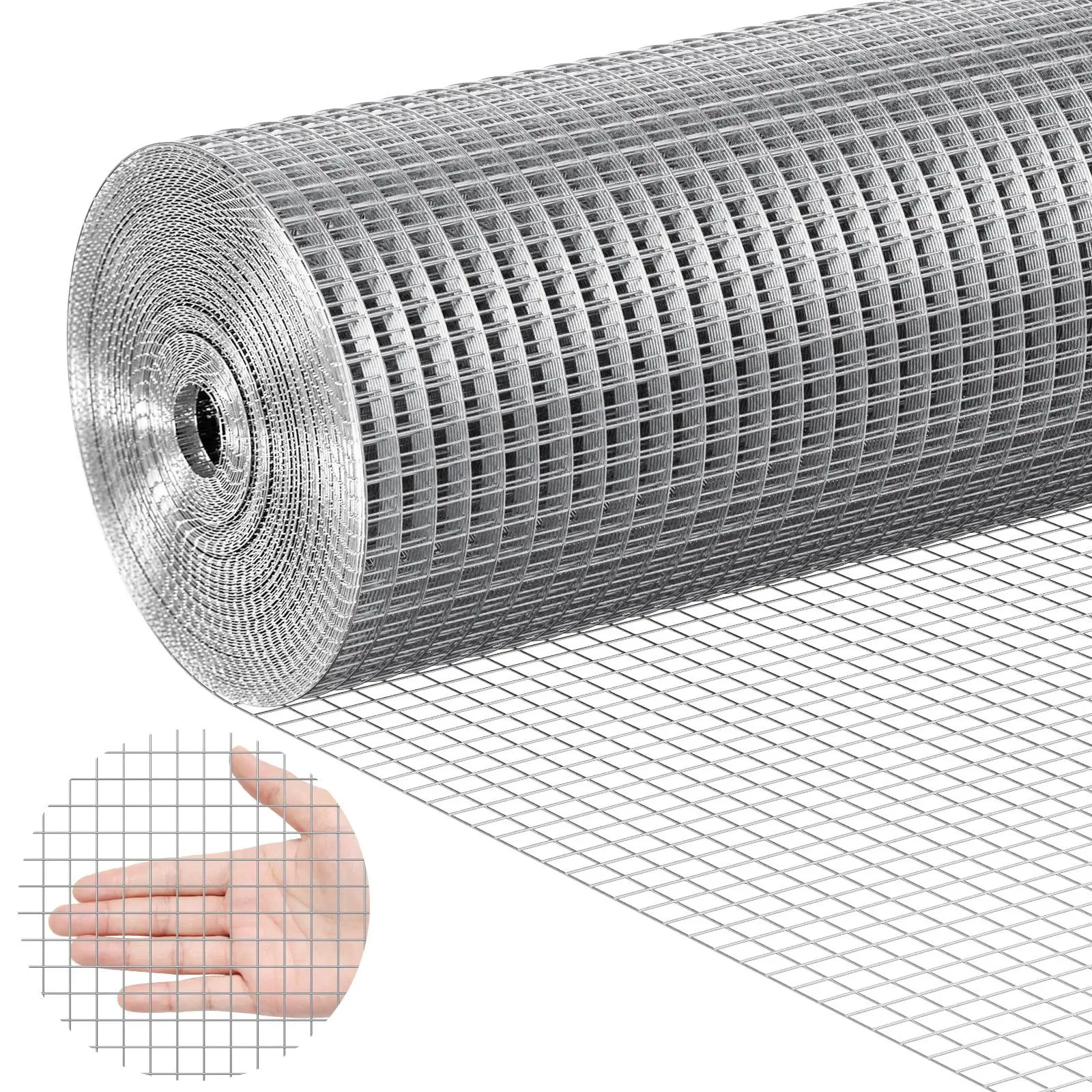 VEVOR Hardware Cloth,  1/2 inch 36in x 50 ft 19 Gauge, Hot Dipped Galvanized Wire Mesh Roll, Chicken Wire Fencing, Wire Mesh for Rabbit Cages, Garden, Small Rodents#BackToSchool