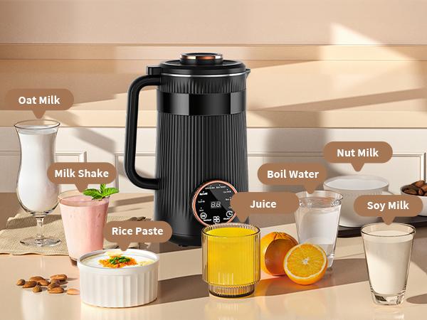 Nut Milk Maker Machine 35oz, 10 Stainless Steel Blades for Homemade Almond Oat Coconut Plant-Based Milk, 8-in-1 Self-Cleaning Auto Keep Warm & Boil Water, 12H Delay Start for Non-Dairy Beverages