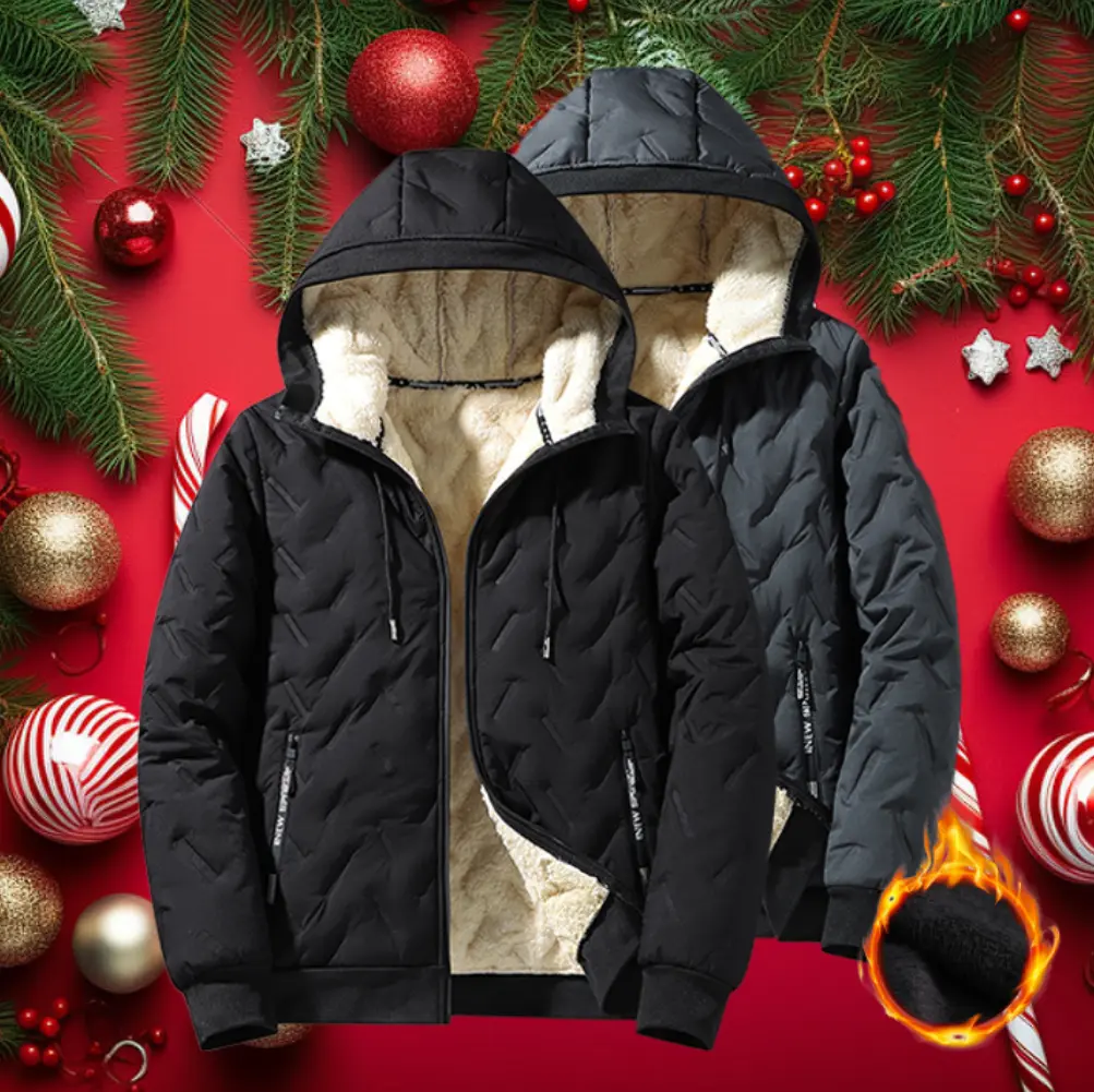 2026 New Stylish Men's Hooded Cotton Jacket, Long Sleeve Menswear Tops, Fleece-Lined Warm Clothes with Ultrasonic Cotton Toothbrush Design Stylish Menswear,back to school,back to school shopping,clothes for back to school,first day of school outfits