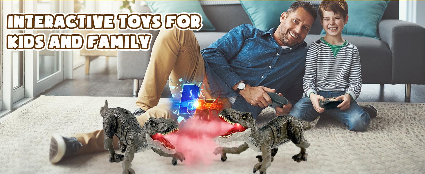 Remote Control Dinosaur Animal Toy, Spinosaurus and T-rex, swift movement & water spray, gift for boys
