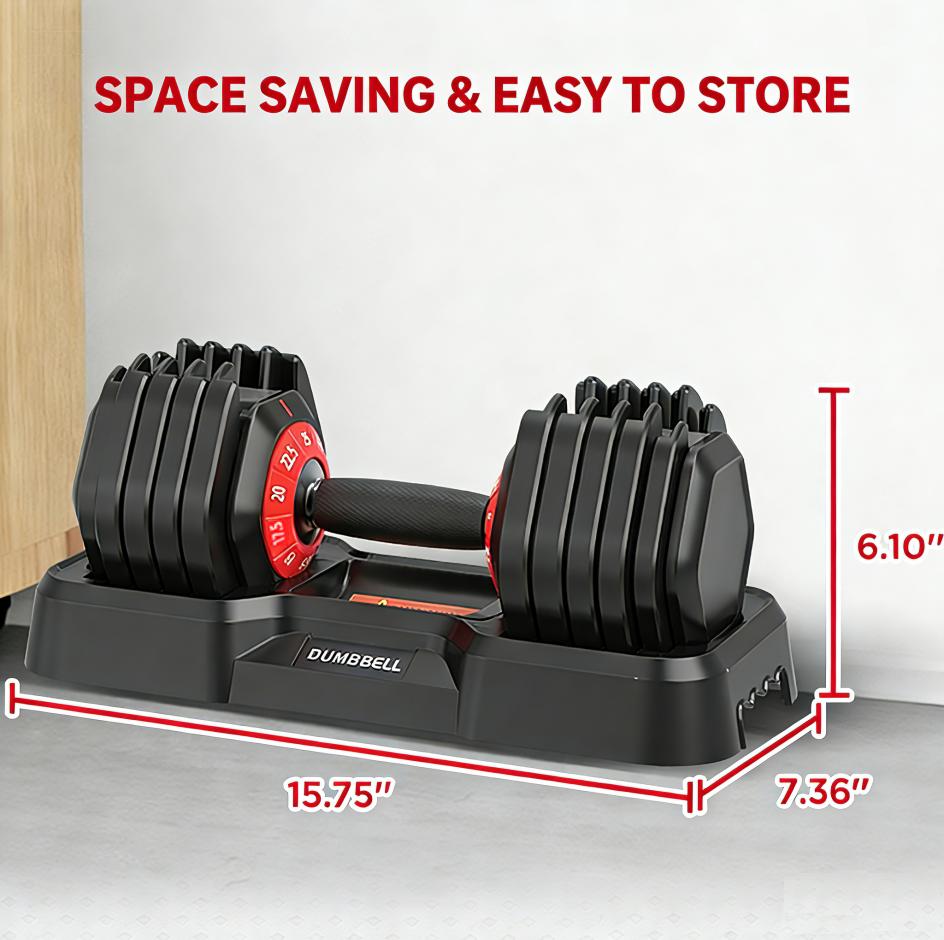 55lb Adjustable Dumbbells, 10 in 1 Weights Dumbbells Set, Fast Adjust Weights Set with Anti-Slip Grip, Space Saving for Home Gym