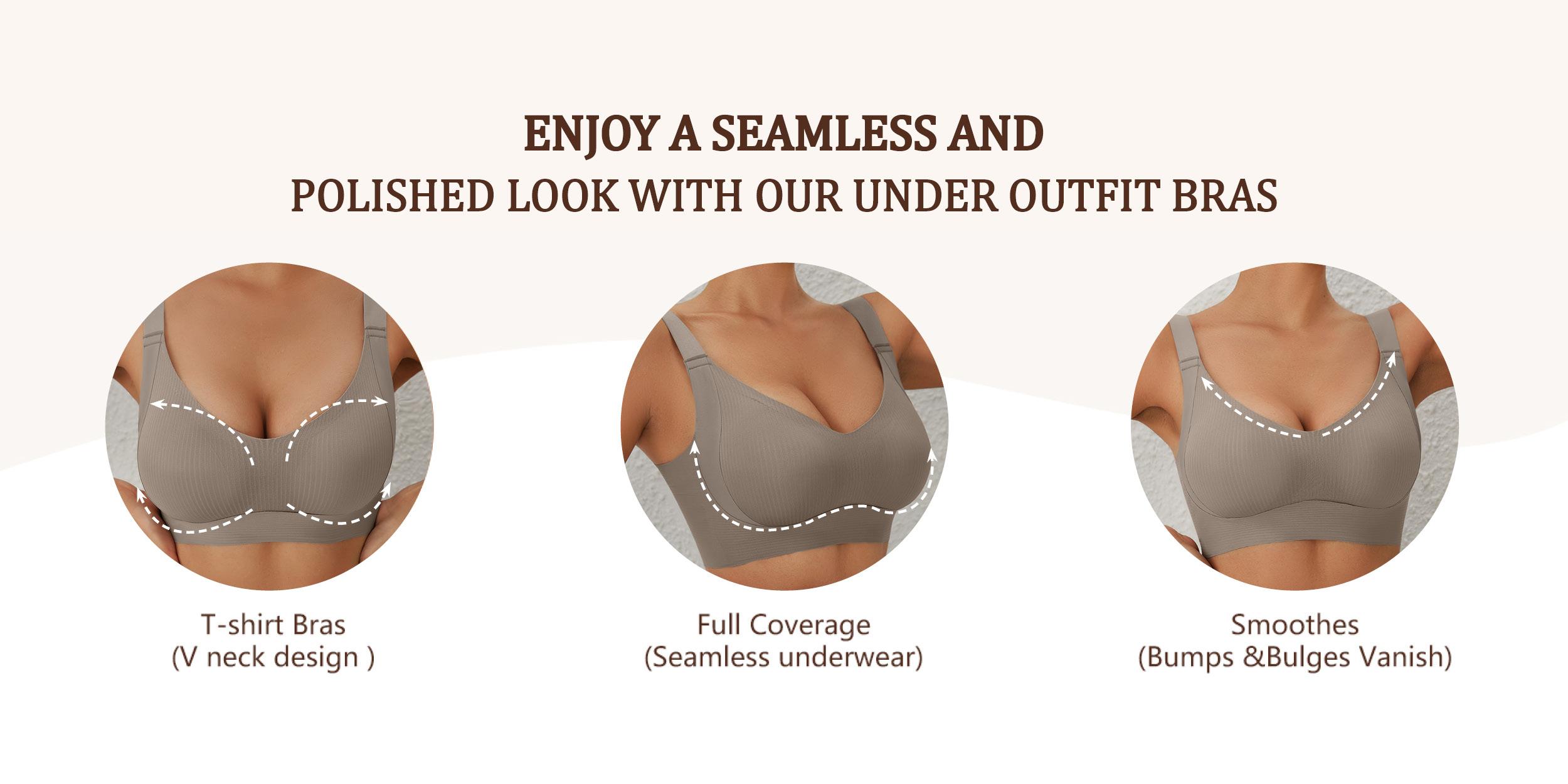 FZ 2/4PCS EssElegance Women's Solid Wireless Bra, Comfortable Breathable Push Up Bra, Softness Lightweight Lingerie for All Seasons SpringStatements