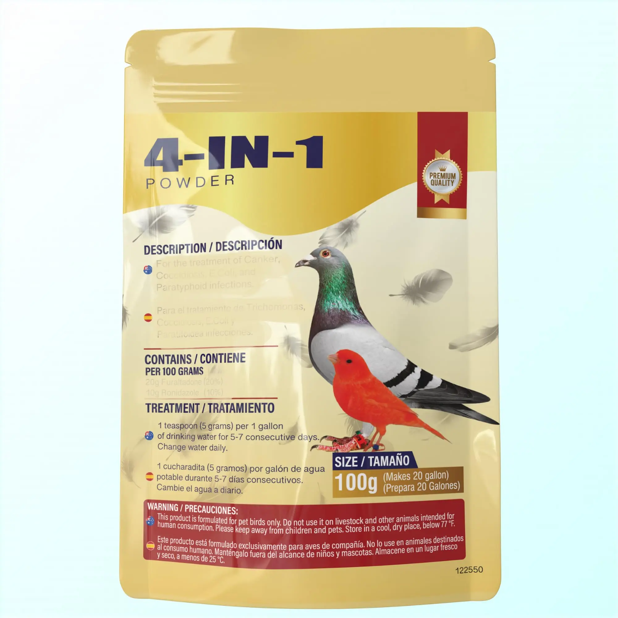 Bird Healthcare 4-in-1 Powder Supplements (100g per Pouch) – 4 in 1 Tablets & Powder, Pigeon & Bird Treatment Pet Supply, 4 In 1 Tablets & 4 In 1 Powder, Contains 100G Per Pouch