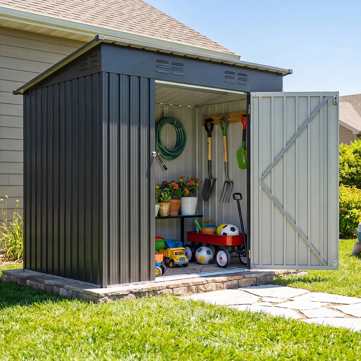 Yitahome 10 x 8 ft/7 x 5 ft/5 x 3 ft Large Metal Outdoor Storage Shed, Heavy Duty Tool Storage Sheds for Backyard Patio Lawn - Ideal for Bicycles, Garden Tools, and Lawn Equipment, Easy-to-Assemble