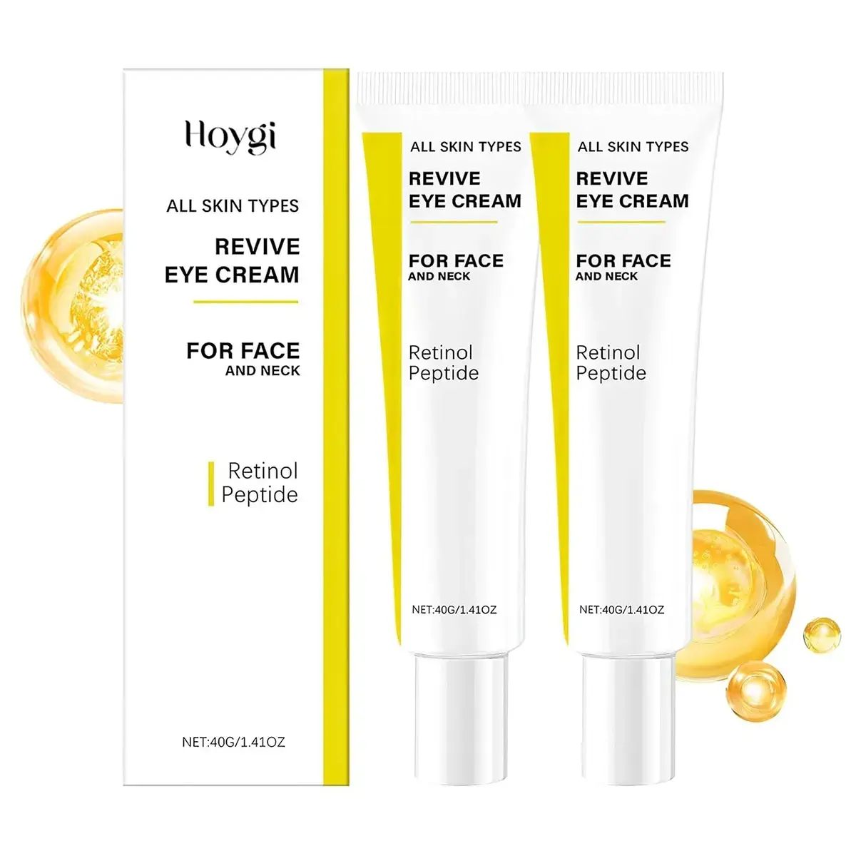 2PCS - HOYGI Eye Cream with Retinol Peptide for All Skin Types - Reduces Wrinkles, Firming & Hydrating EyeCream for Radiant, Youthful Eyes