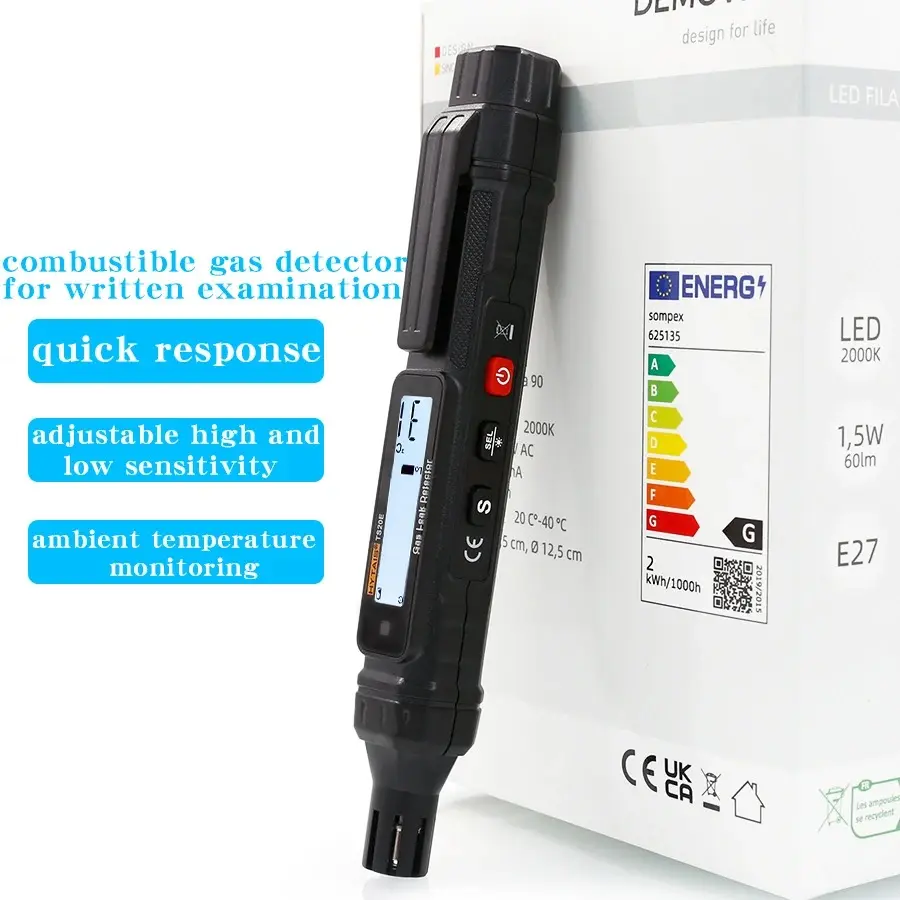 TS20E Household Combustible Gas Detector - Natural Gas & LPG Leak Detection Device with Leak Alert, Batteries-Included