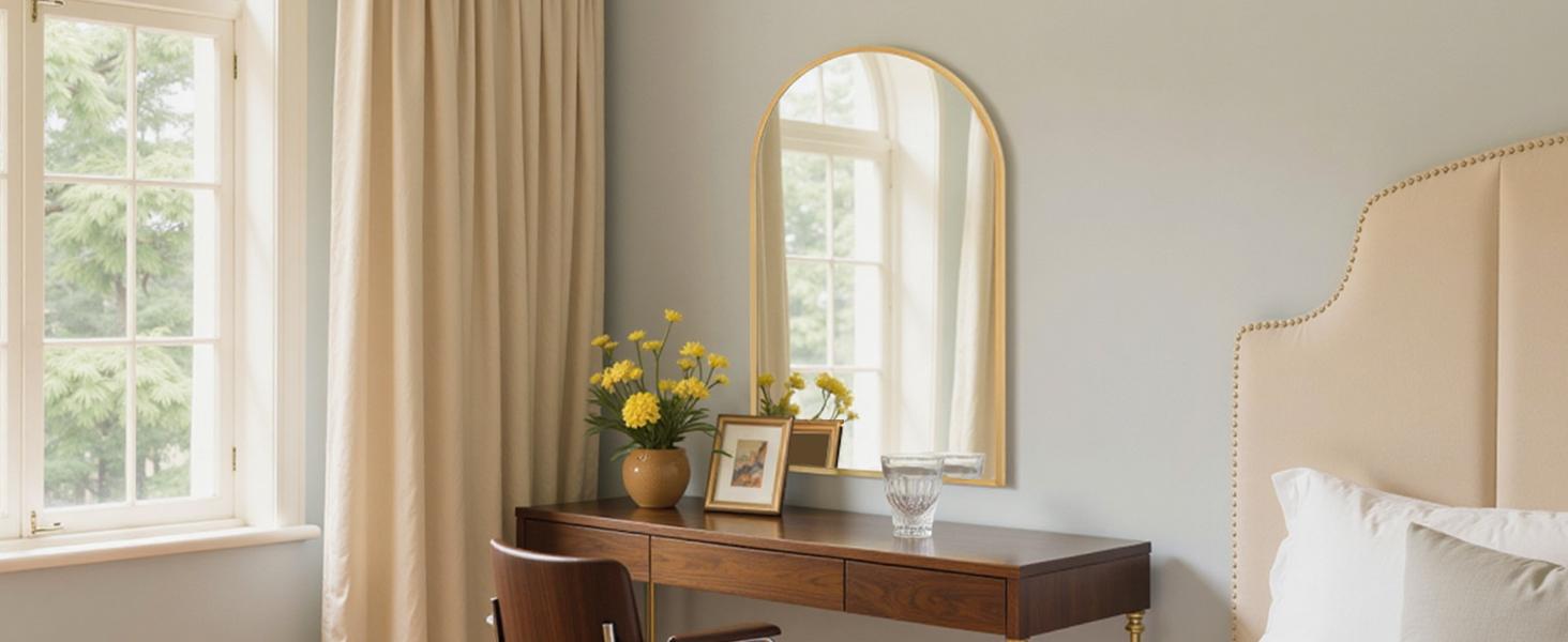 Arched Black Bathroom Mirrors for Wall, Bathroom Mirrors for Over Sink, Metal Framed with HD Shatter-Proof Glass for Entryway, Living Room, Bedroom