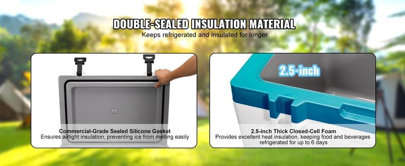 VEVOR Insulated Portable Lunchbox Cooler, Max 52 qt - Holds 50 Cans, Ice Retention Hard Cooler with Heavy Duty Handle, Ice Chest Lunch Box for Camping, Beach, Picnic, Travel, Outdoor  VEVOR Super Brand Day