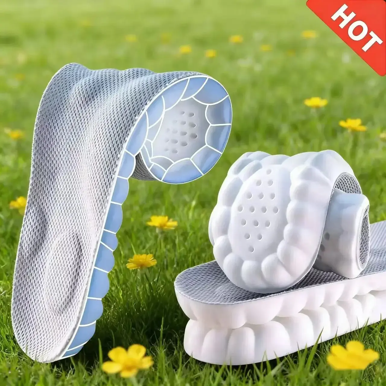 4D Cloud Soft Memory Foam Insoles for Men & Women, Breathable Material Pad with Shockproof Cushioning, Trim-to-Fit for Steppers & Most Shoes Footwear