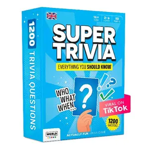 Super Trivia Game for Adults with 1200 Questions - Fun Board Game for Adults - Family Road Trip Travel Game for Teens and Adults