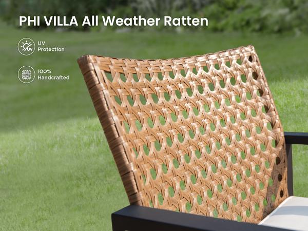 Phi Villa 4-Piece Patio Conversation Set - Wicker Chairs, Acacia Wood Coffee Table, Solid Wood Tabletop, Durable & Stylish Outdoor Design Furniture, Deals for You Phi Villa 4-Piece Patio Conversation Set - Wicker Chairs, Acacia Wood Coffee Table, Solid Wood Tabletop, Durable & Stylish Outdoor Design Furniture, Deals for You
